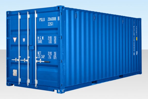20FT Selbstlagerungscontainer mit Bambusboden – Blau (RAL 5010)